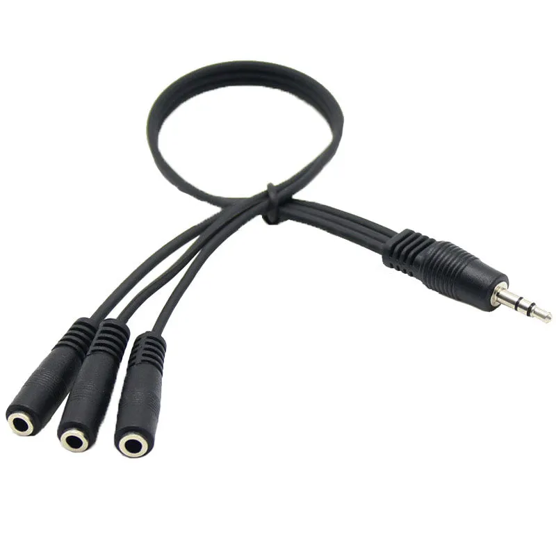 0.3M 3.5mm Male Plug to 1/8" 3.5mm 3 Output Stereo Female Audio Splitter adapter Cable