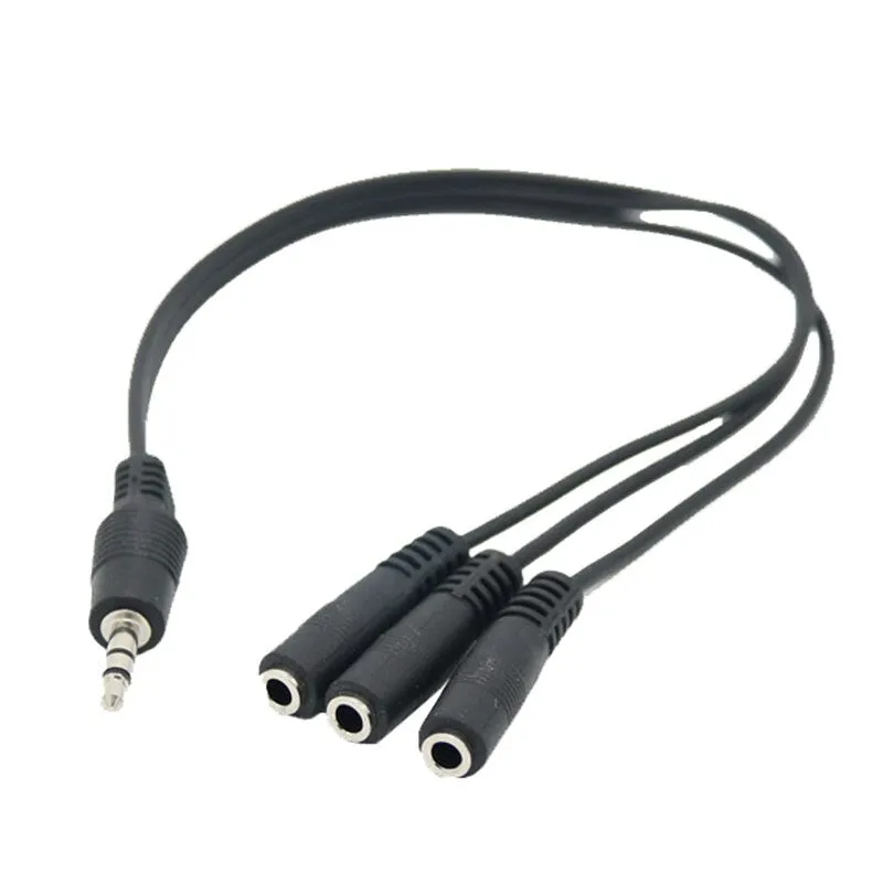 0.3M 3.5mm Male Plug to 1/8" 3.5mm 3 Output Stereo Female Audio Splitter adapter Cable