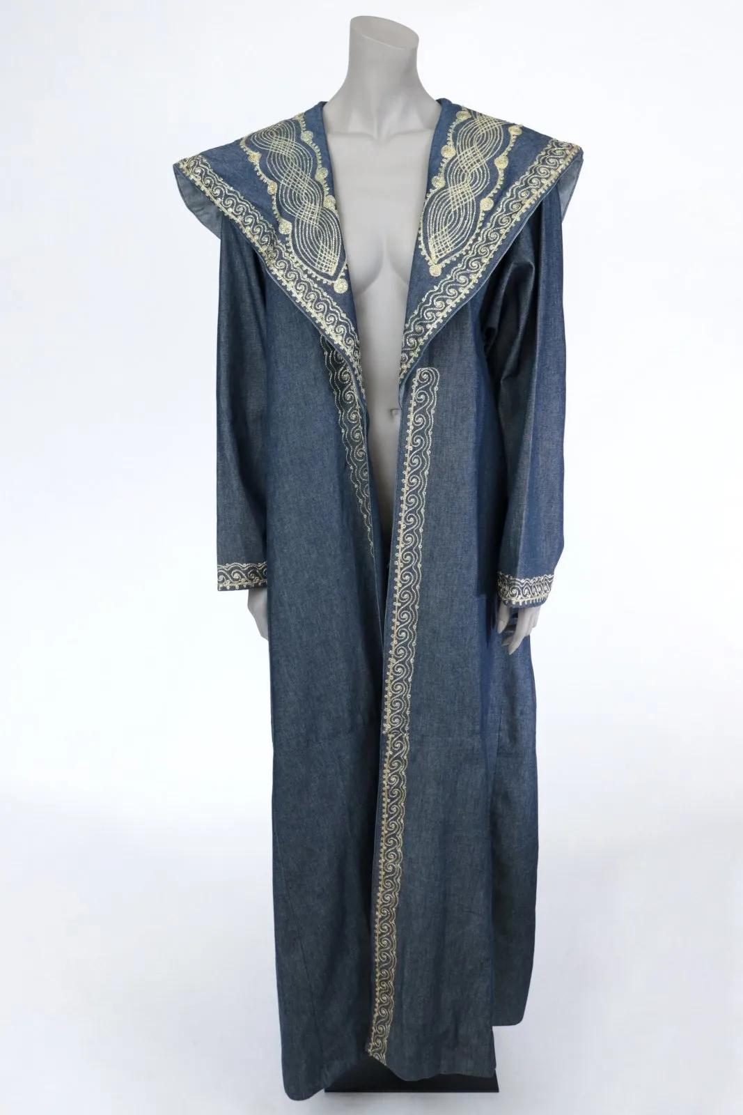 1980s 1990s Embroidered Denim Cape Collar Coat