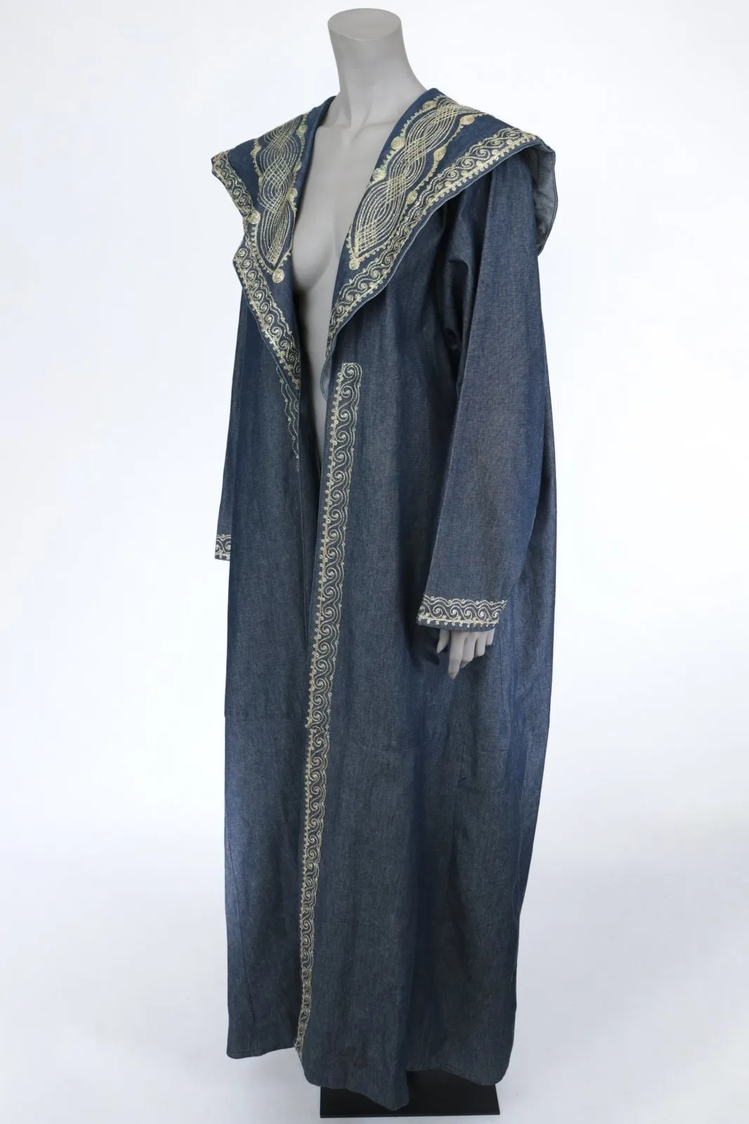 1980s 1990s Embroidered Denim Cape Collar Coat