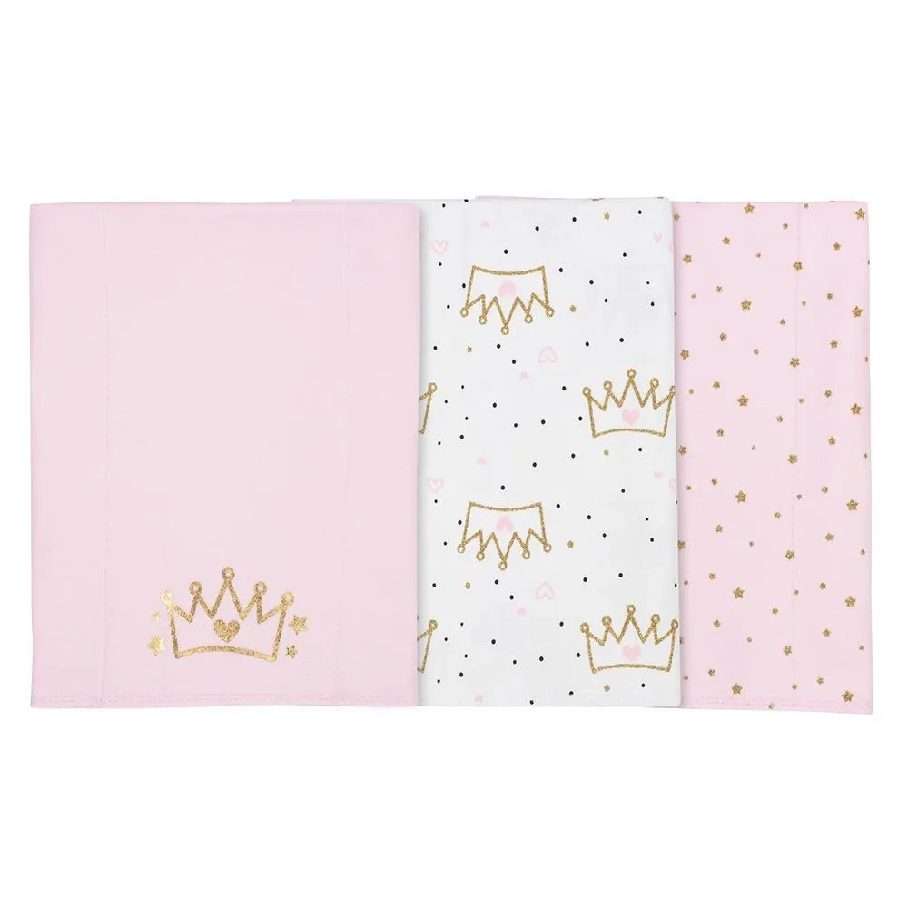 3-Pack Girls Princess Knit Burp Cloths