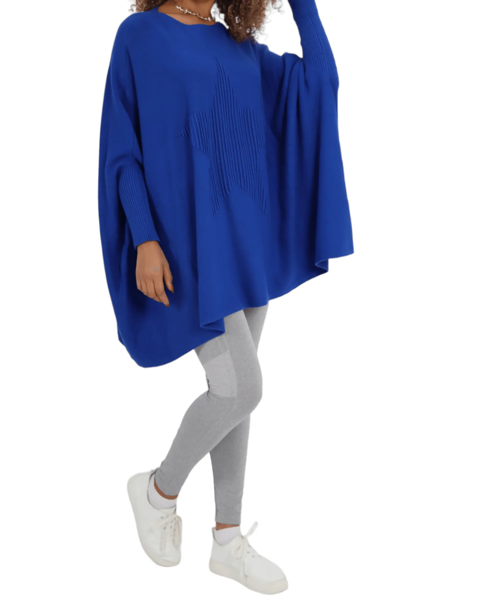 3D Star Print Oversized Poncho