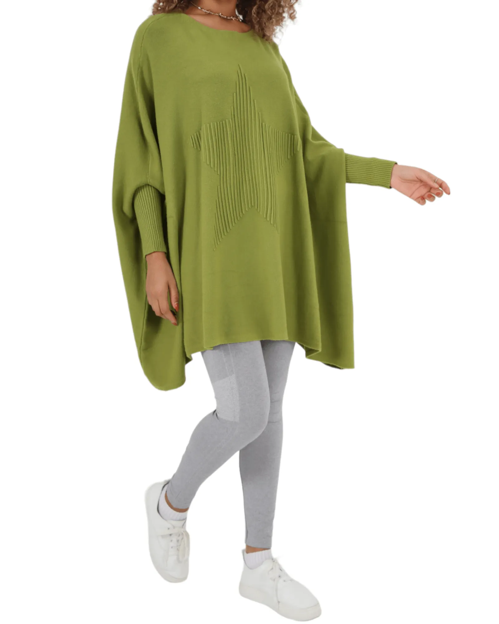 3D Star Print Oversized Poncho