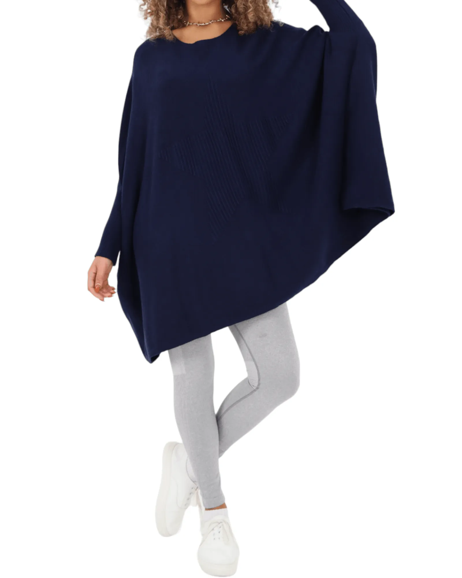 3D Star Print Oversized Poncho