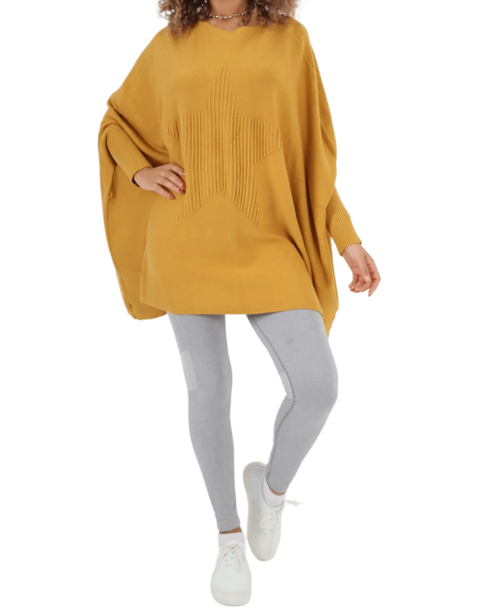 3D Star Print Oversized Poncho