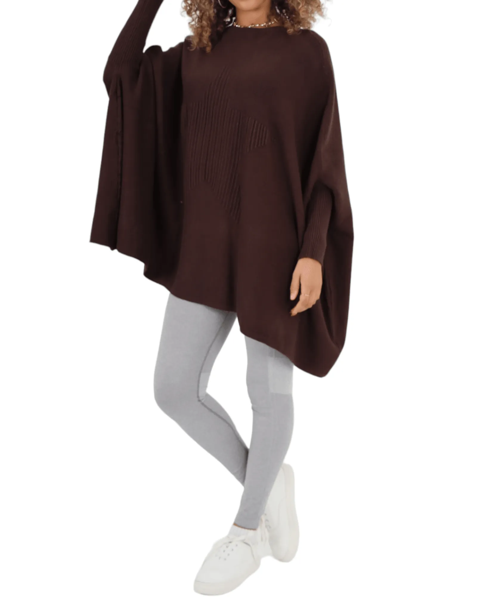 3D Star Print Oversized Poncho