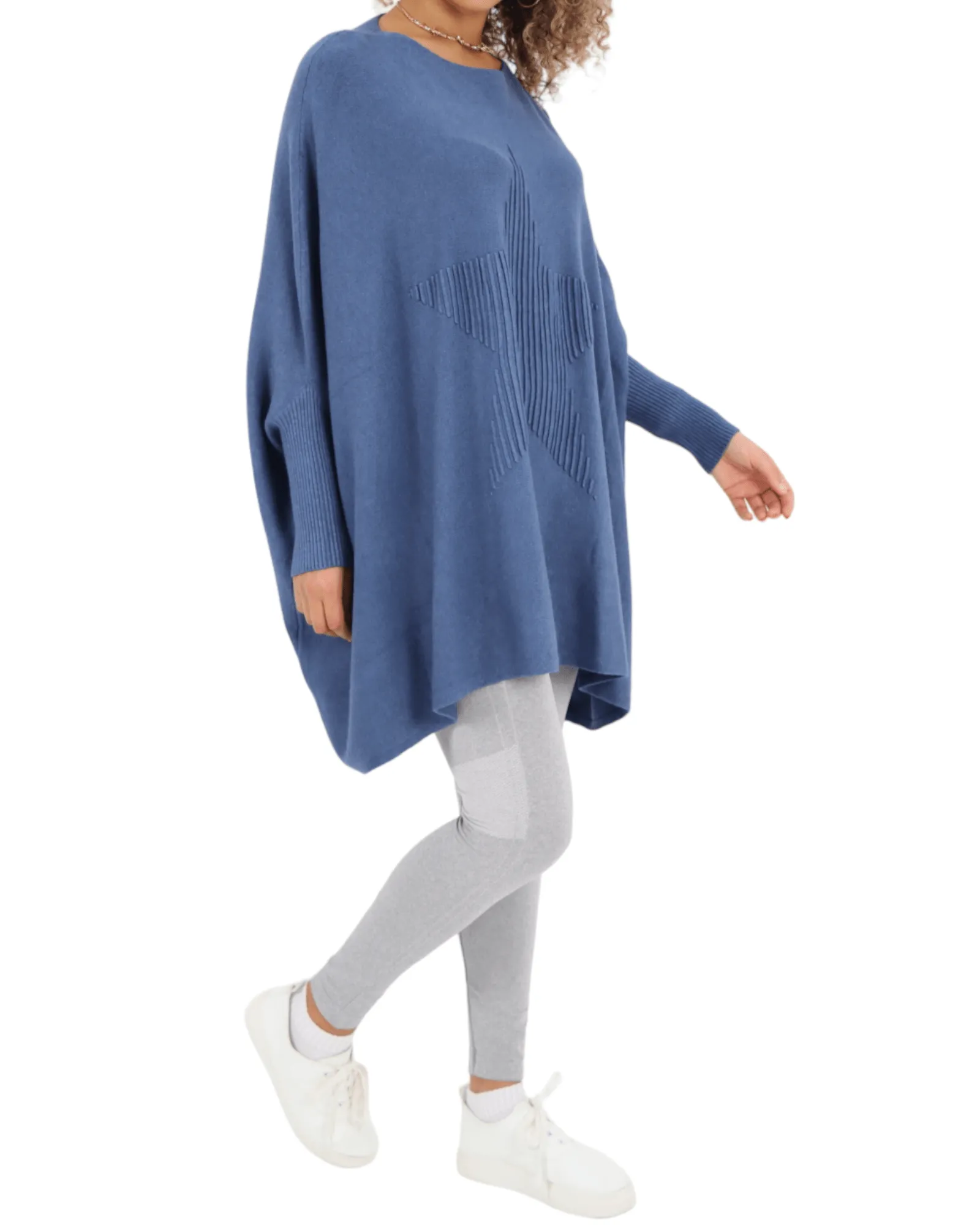 3D Star Print Oversized Poncho