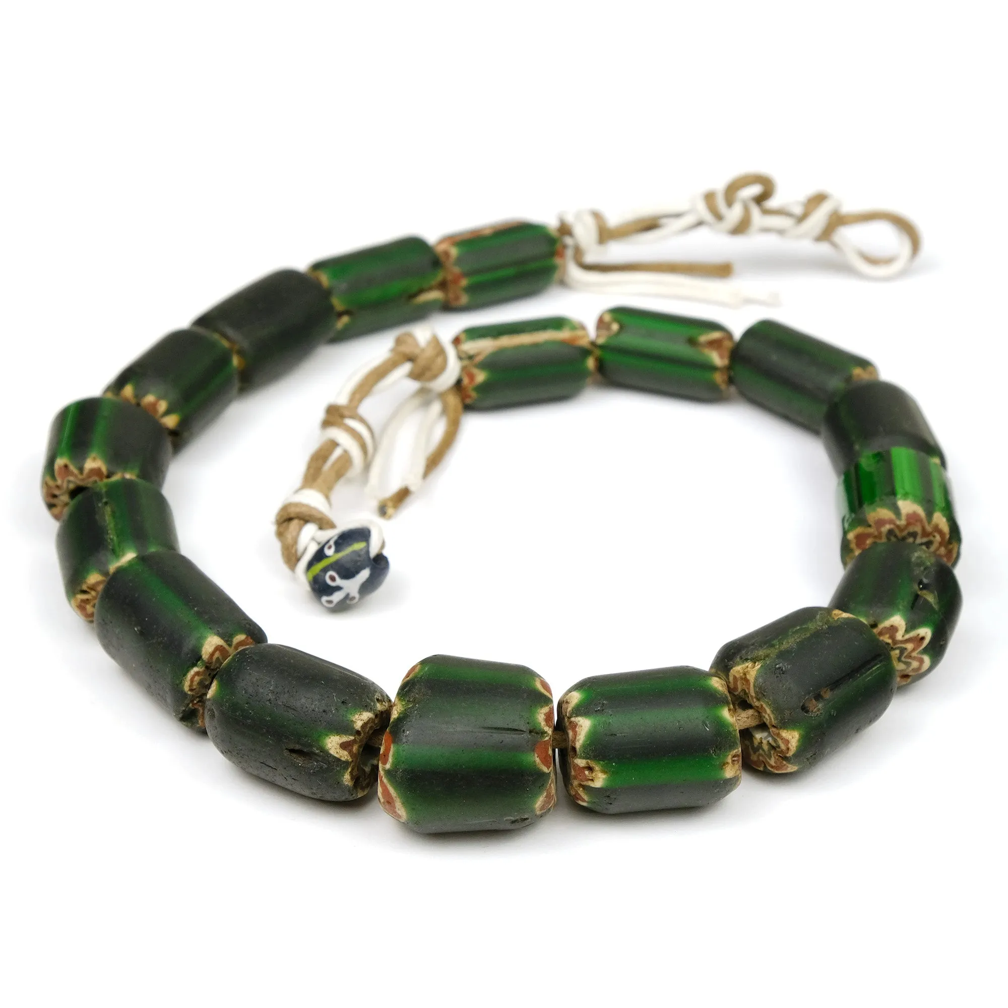 6 Layer Hand Inlaid Chevron Beads / Necklace from India Circa 1960's