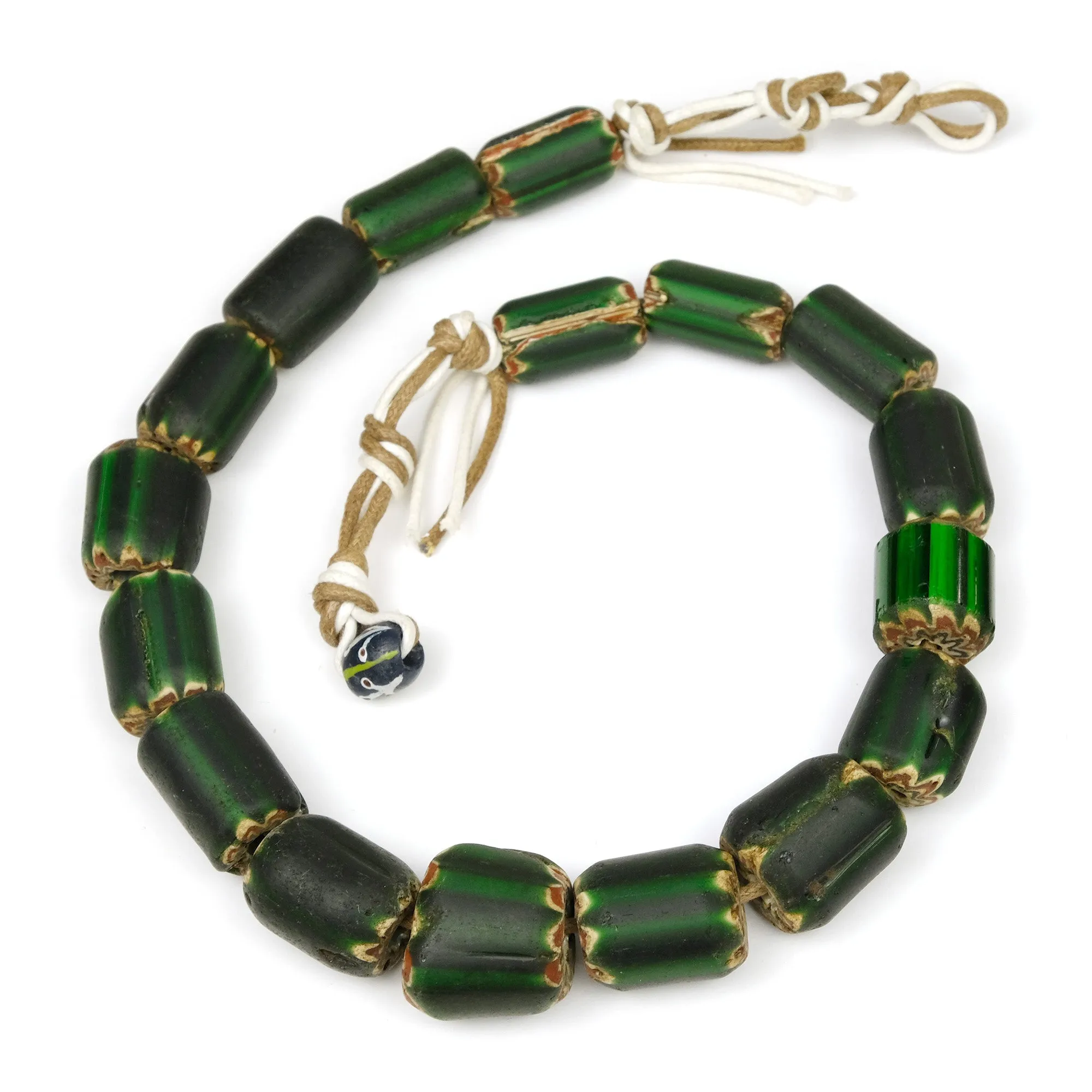 6 Layer Hand Inlaid Chevron Beads / Necklace from India Circa 1960's