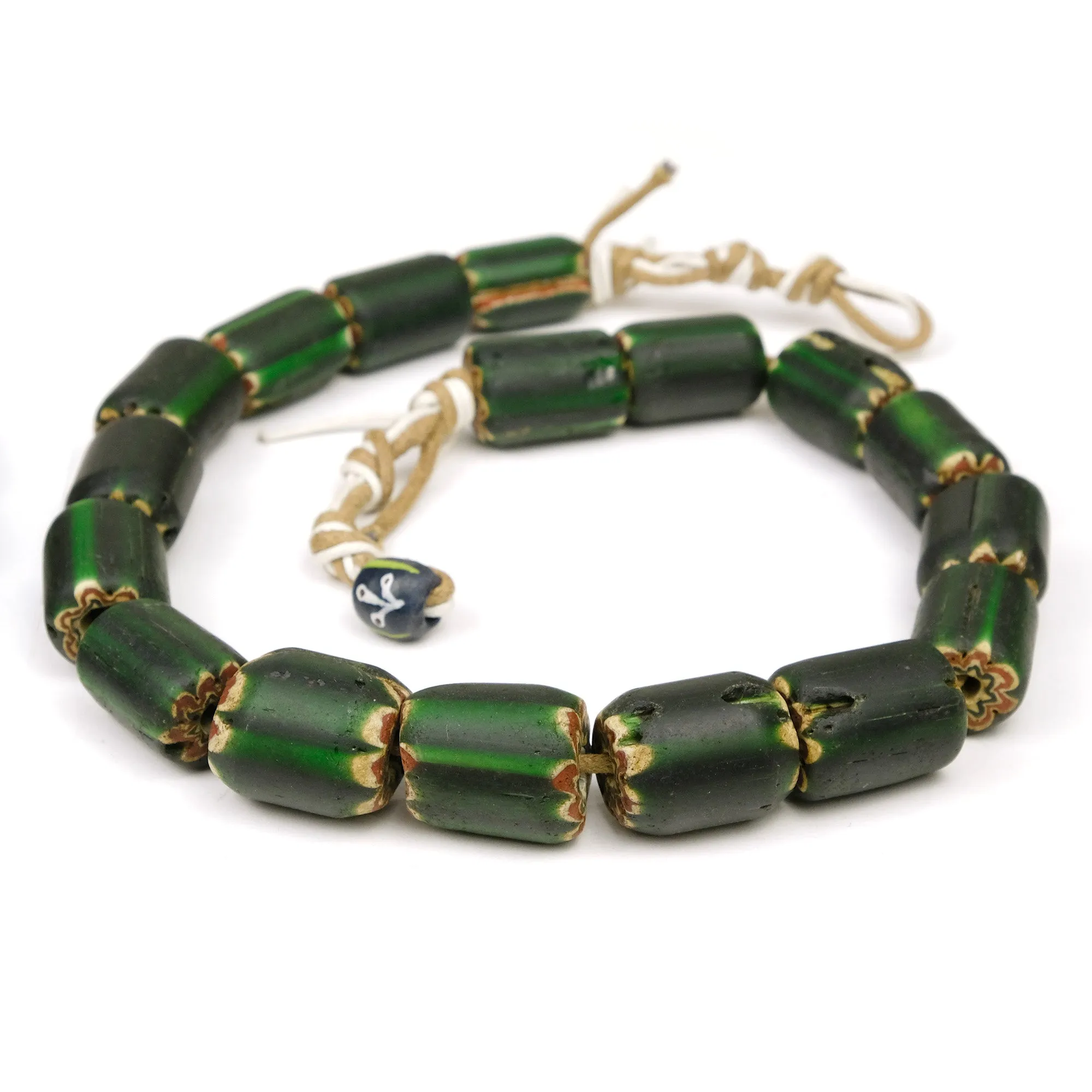 6 Layer Hand Inlaid Chevron Beads / Necklace from India Circa 1960's