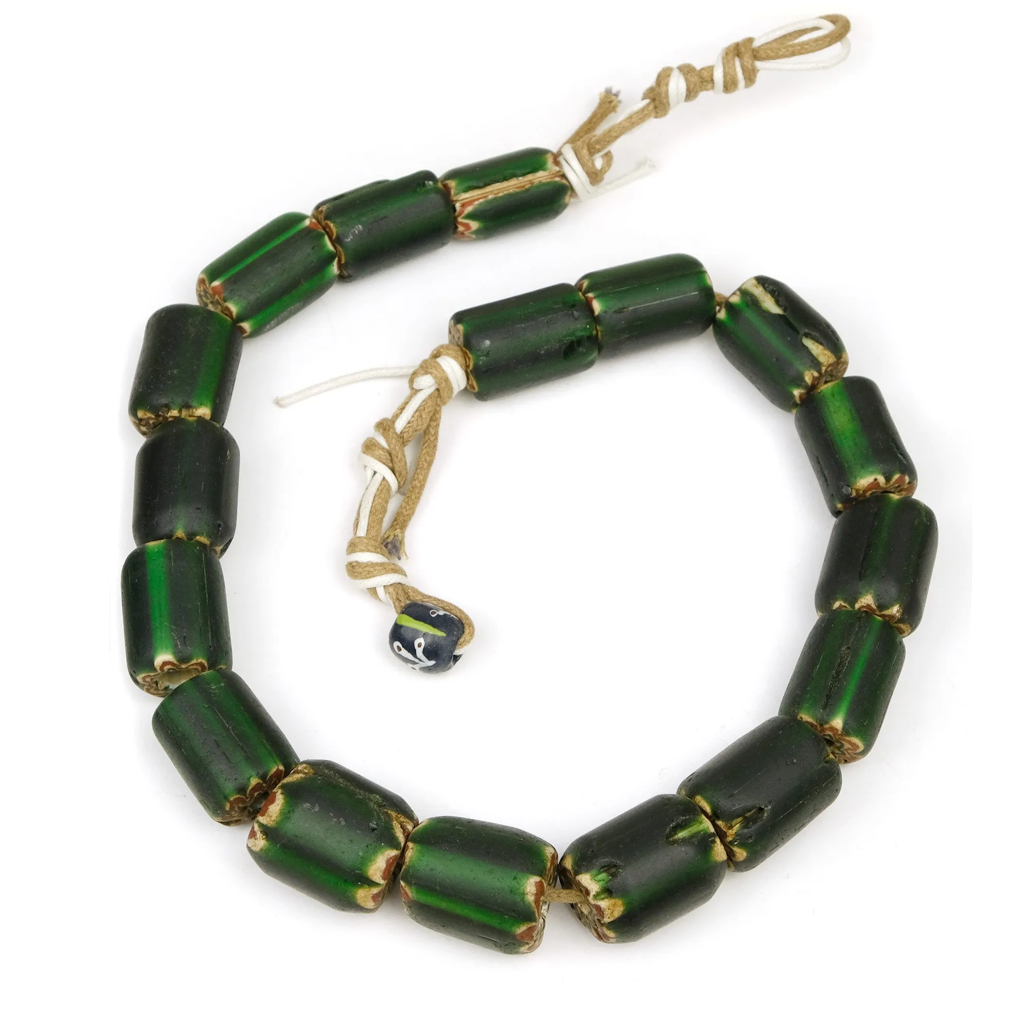 6 Layer Hand Inlaid Chevron Beads / Necklace from India Circa 1960's