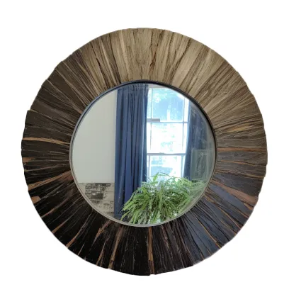 A Beautiful Chunky Wood Mirror, Distressed Pine and Oak stained