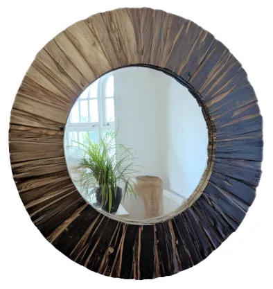 A Beautiful Chunky Wood Mirror, Distressed Pine and Oak stained