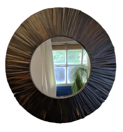 A Beautiful Chunky Wood Mirror, Distressed Pine and Oak stained