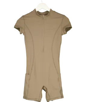 Adanola Brown Ultimate Zip Front Pocket Romper UK S