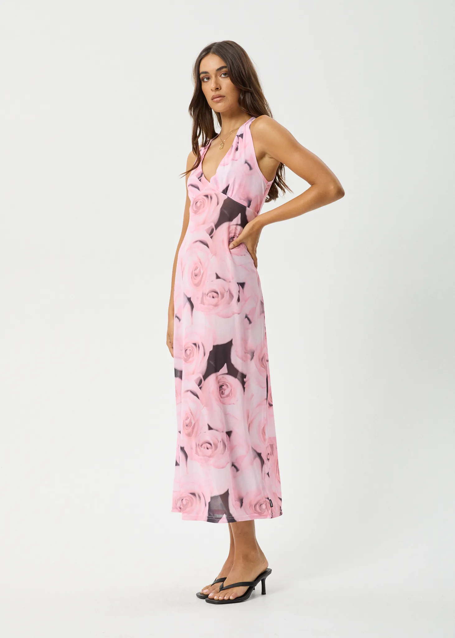 AFENDS Womens Marinette - Sheer Maxi Dress - Rose