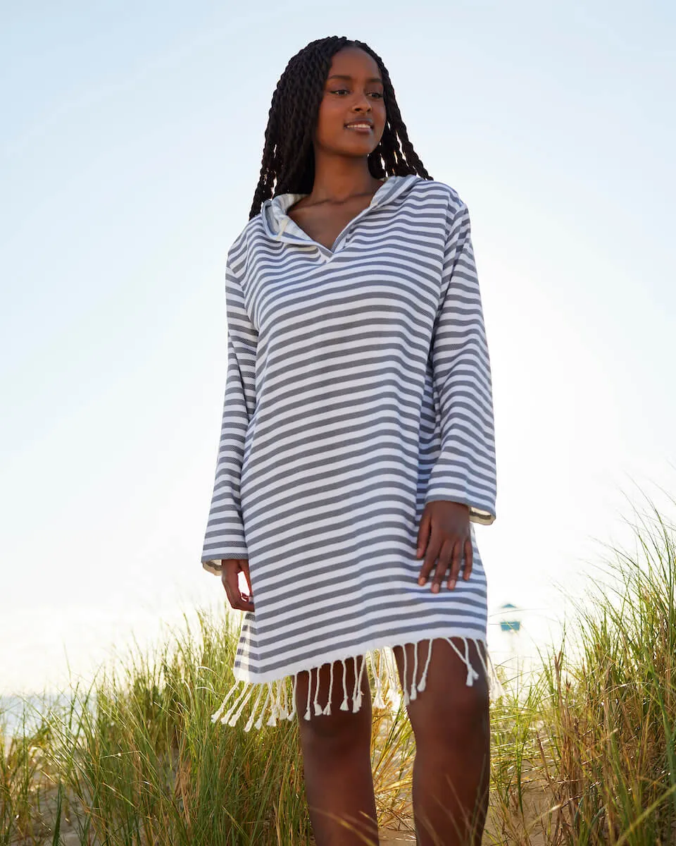 AMALFI Adult Hooded Towel Plus Size: Charcoal/White