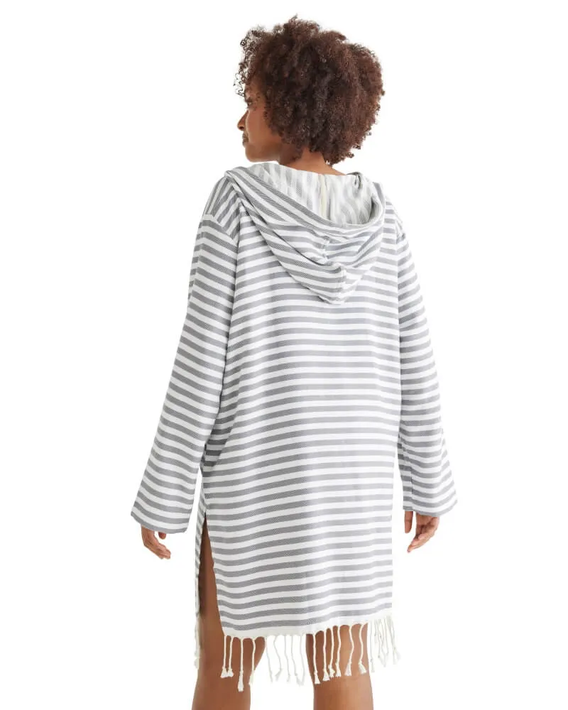 AMALFI Adult Hooded Towel Plus Size: Charcoal/White