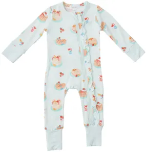 Angel Dear Pancakes Bamboo Ruffle Front Zipper Romper