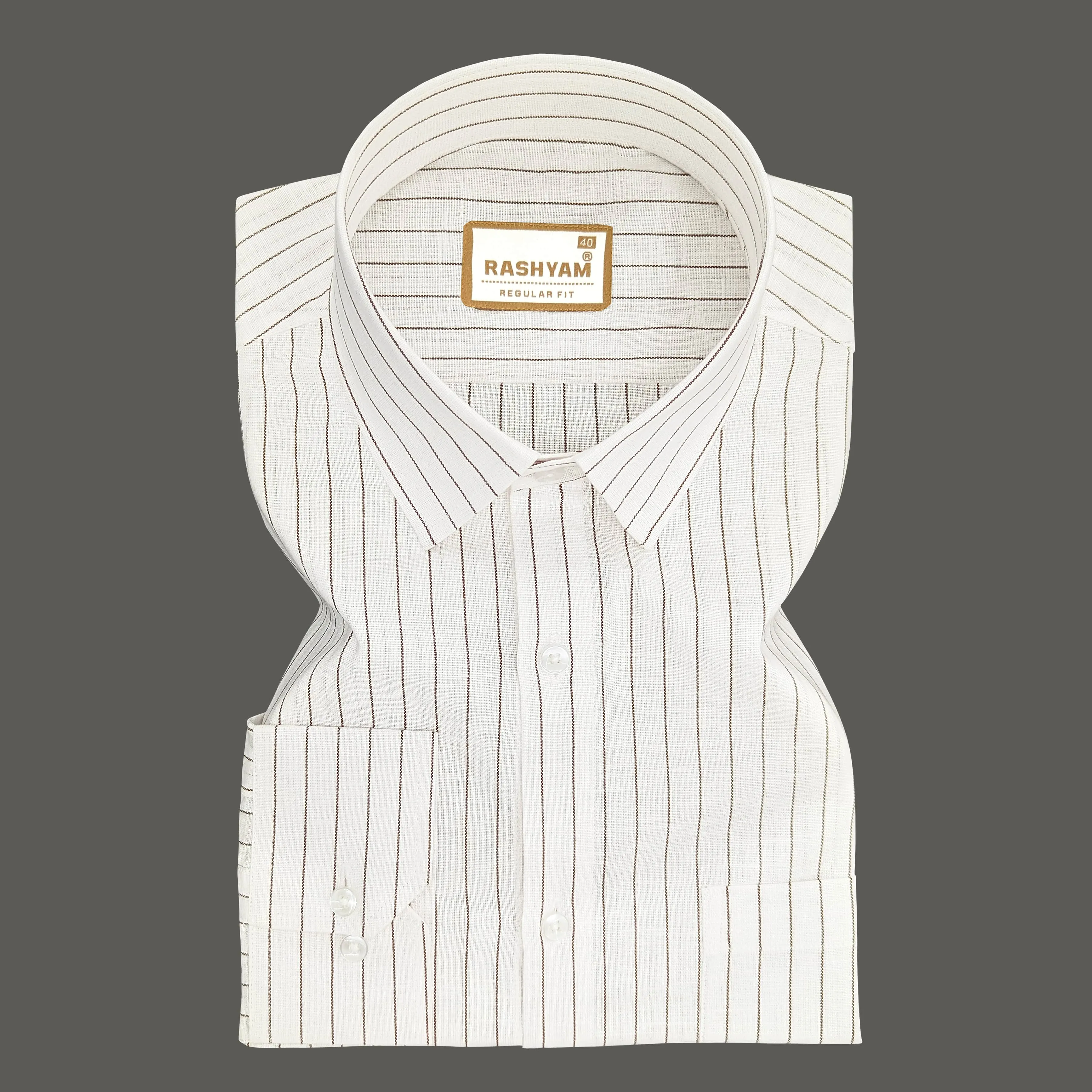 Arezzo Italian Premium Linen Brown Beans On White Formal Shirt For Men