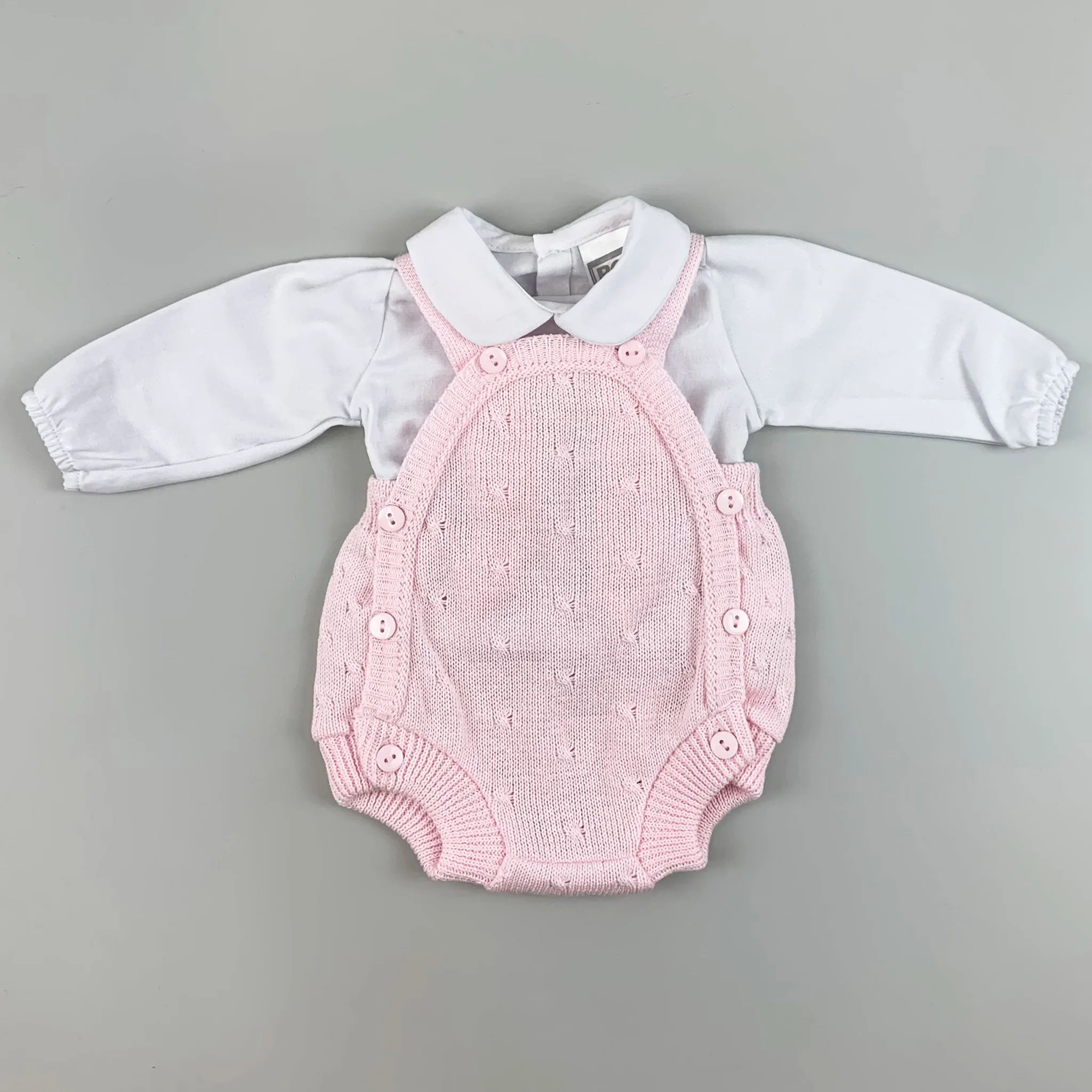 Baby Girls Knitted Romper & Shirt Outfit- Pink - Pex