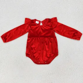 Baby Girls Velvet Romper Red Long Sleeve Rompers LR0713