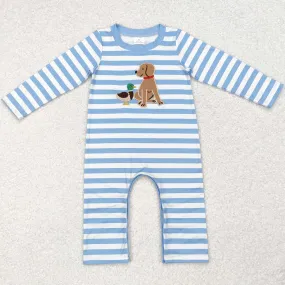 Baby Infant Boys Rompers Dog Duck Embroidery Stripes Rompers LR1644