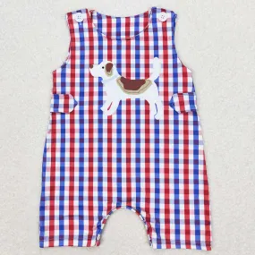 Baby Infant Boys Rompers Dogs Blue Red Checkered Rompers SR0821
