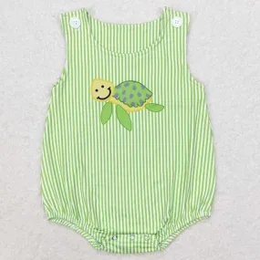 Baby Infant Boys Rompers Green Stripes Turtle Sleeveless Summer Rompers SR1093