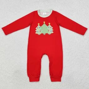 Baby Infant Boys Rompers Red Christmas Trees Long Sleeve Rompers LR1561