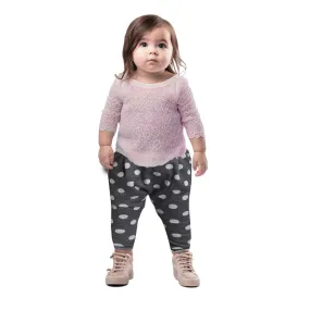 Baby Pants | Joggers | Yoga Pants | Grey with White Polka Dots | Age 9-18 Months