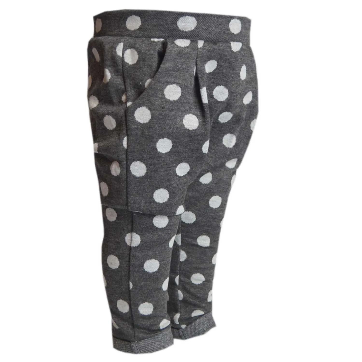 Baby Pants | Joggers | Yoga Pants | Grey with White Polka Dots | Age 9-18 Months
