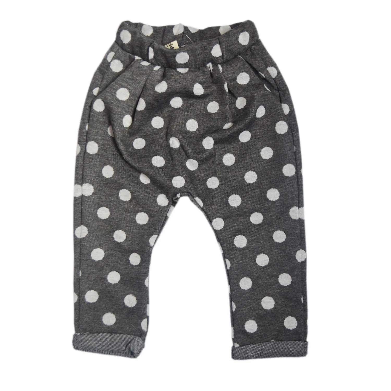 Baby Pants | Joggers | Yoga Pants | Grey with White Polka Dots | Age 9-18 Months