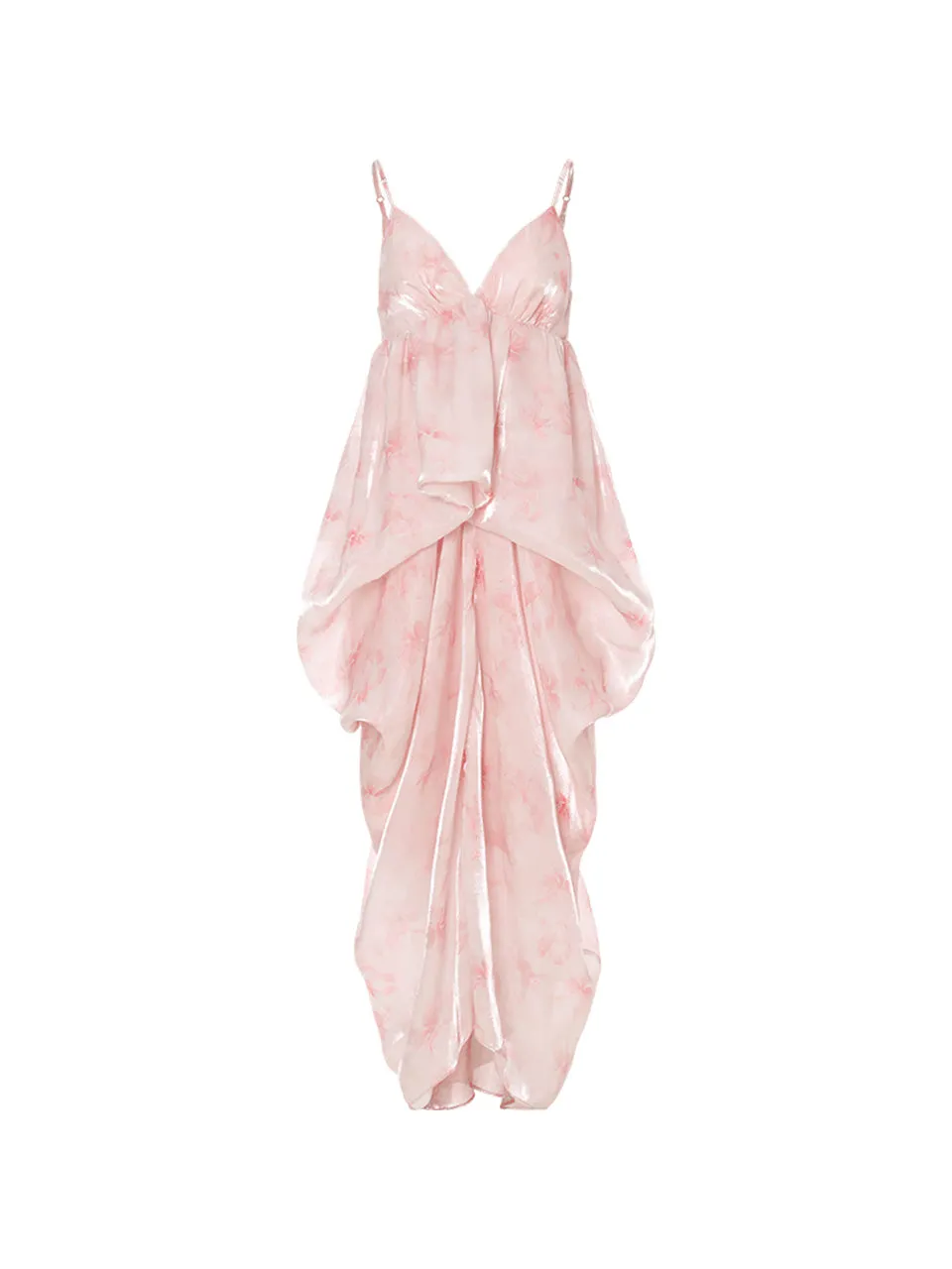 Balloon silk long dress