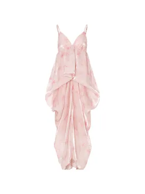 Balloon silk long dress