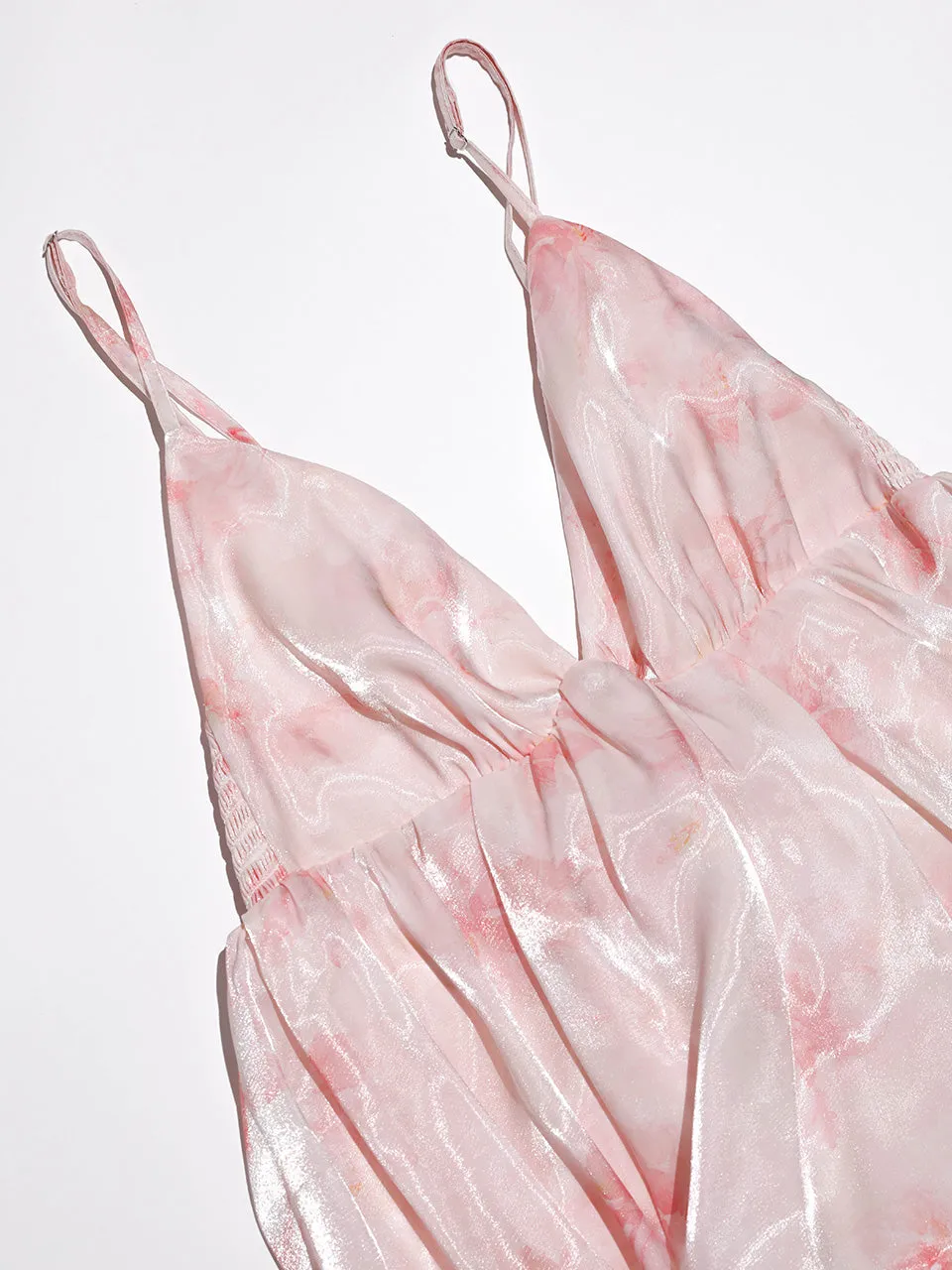 Balloon silk long dress