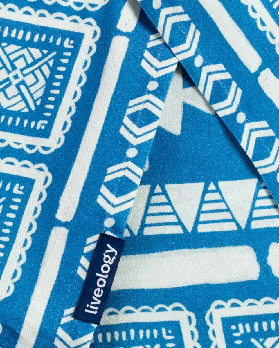 Bamboo & Cotton Blend Printed Bath Towel | Nomad Azure Blue