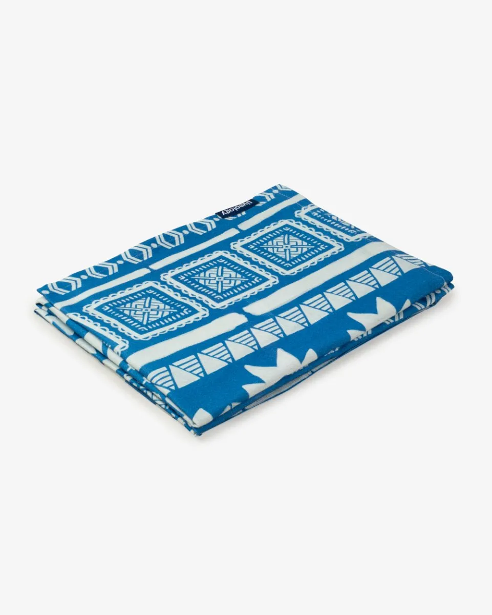 Bamboo & Cotton Blend Printed Bath Towel | Nomad Azure Blue