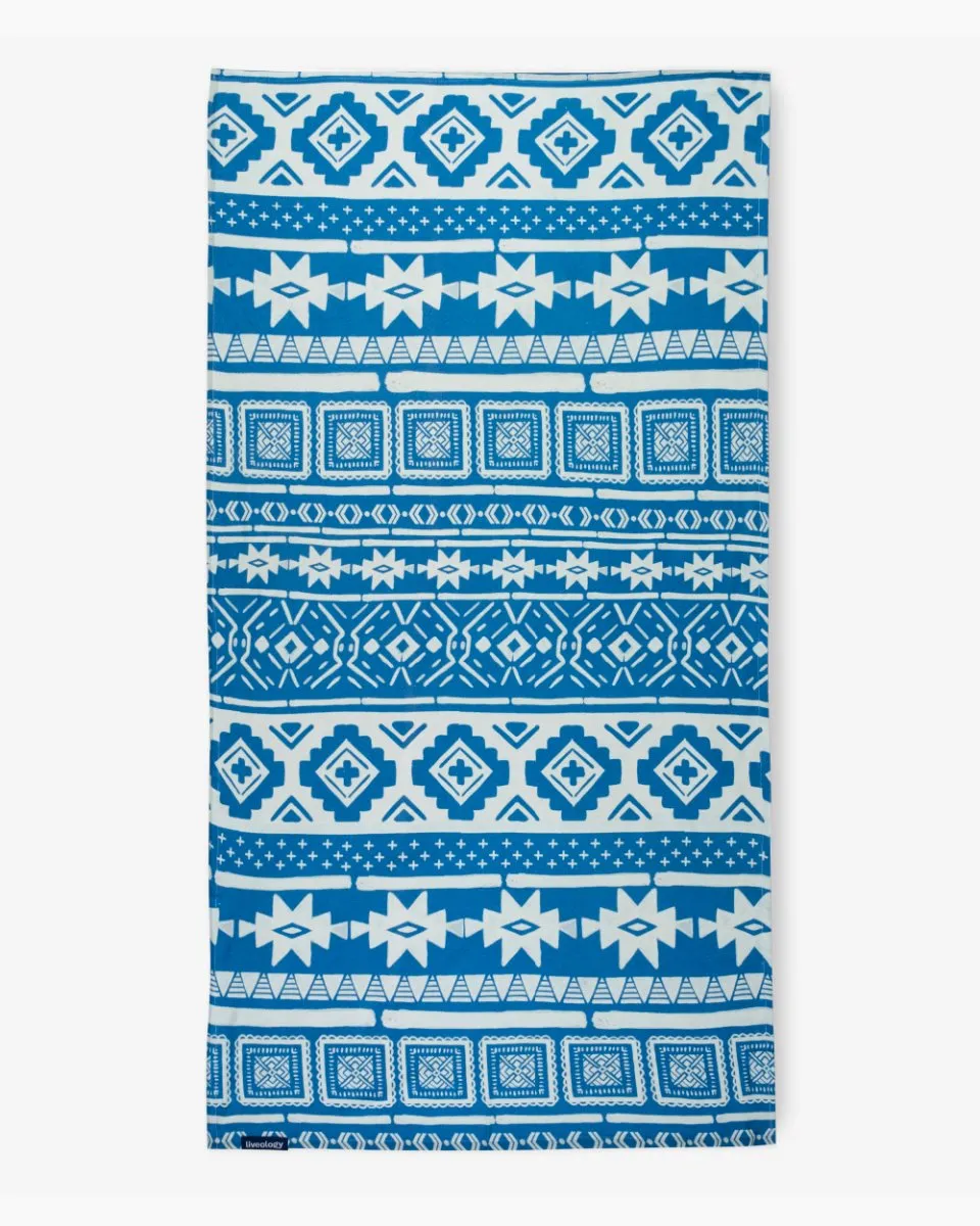 Bamboo & Cotton Blend Printed Bath Towel | Nomad Azure Blue