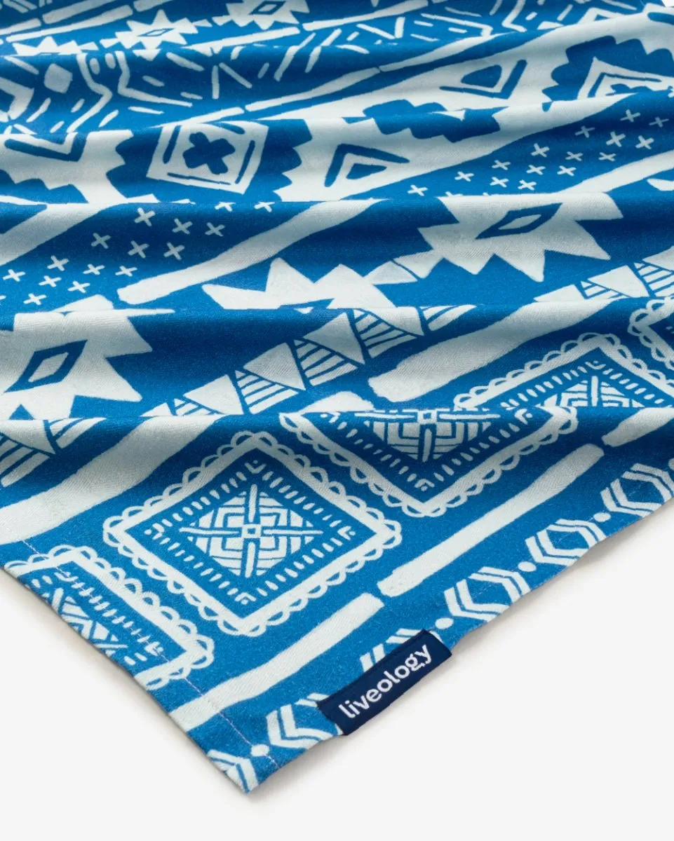 Bamboo & Cotton Blend Printed Bath Towel | Nomad Azure Blue
