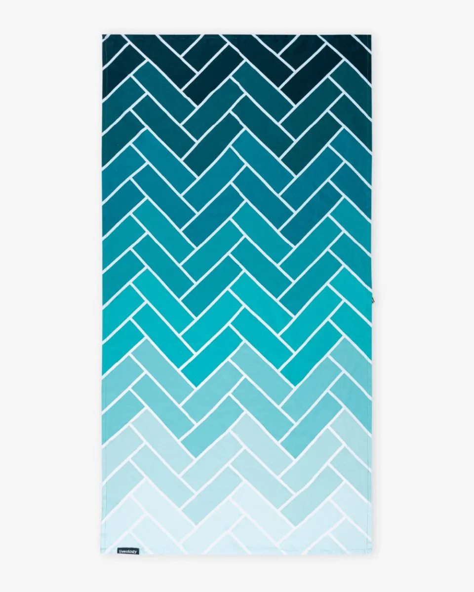 Bamboo & Cotton Blend Printed Bath Towels | Herringbone Aqua