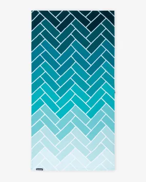 Bamboo & Cotton Blend Printed Bath Towels | Herringbone Aqua