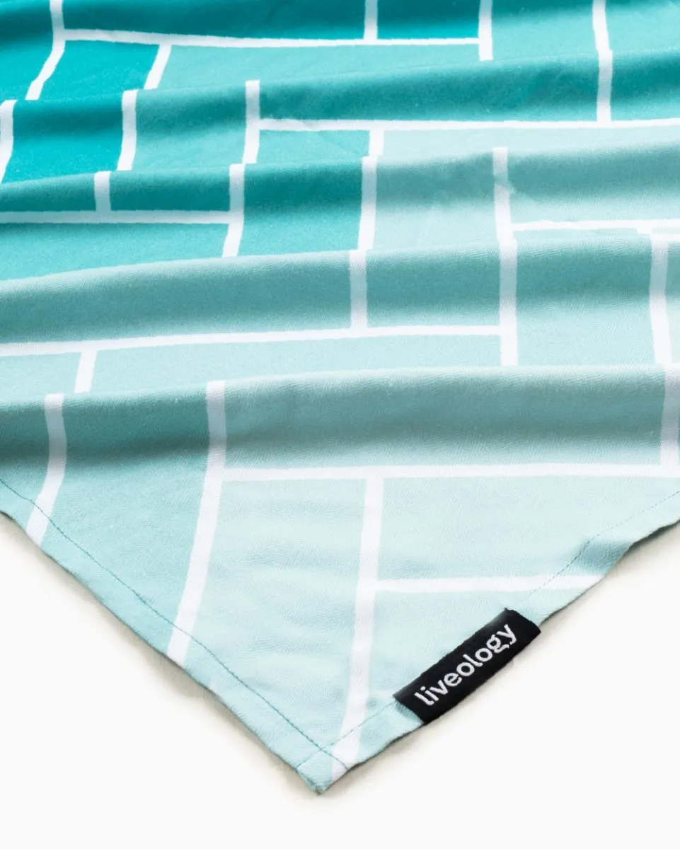Bamboo & Cotton Blend Printed Bath Towels | Herringbone Aqua