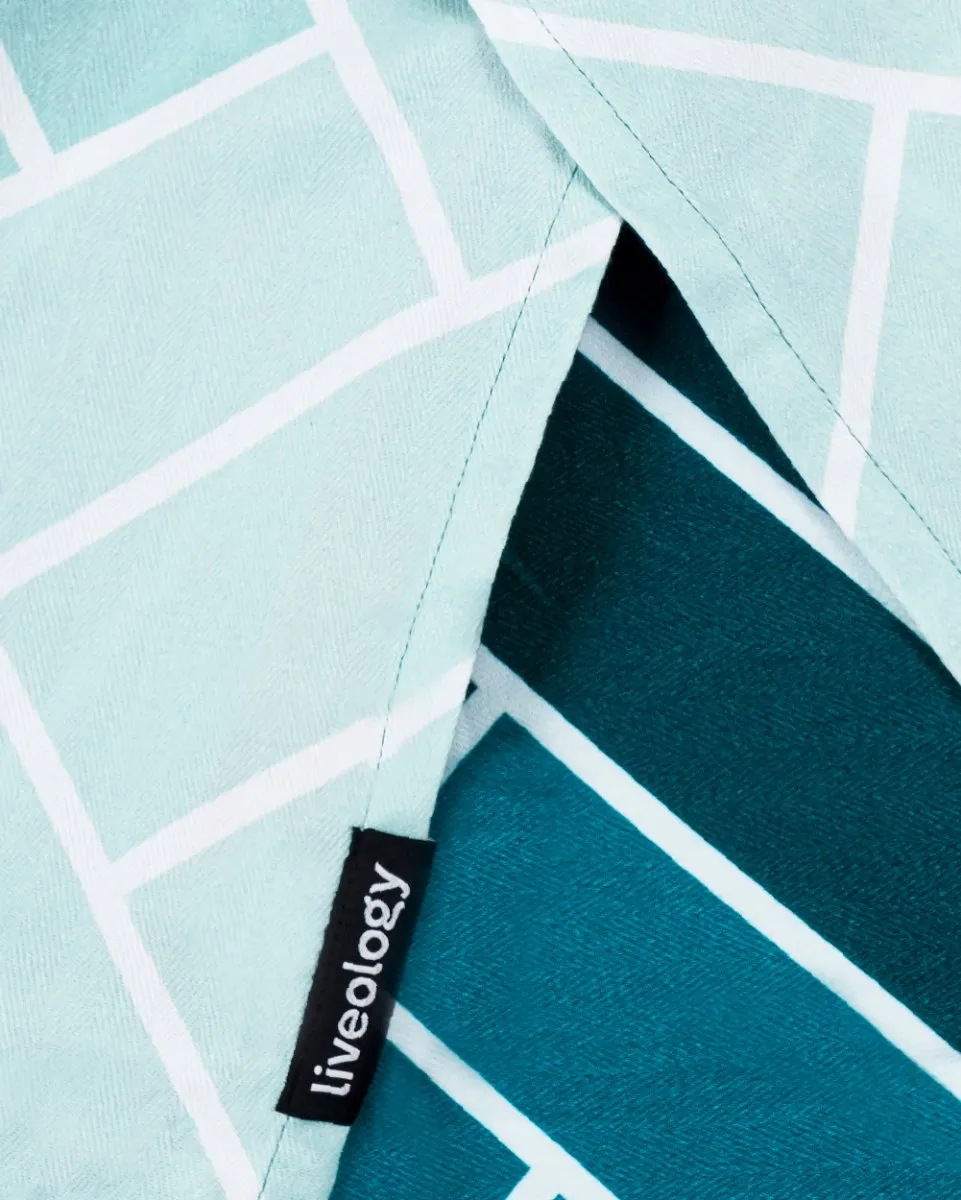 Bamboo & Cotton Blend Printed Bath Towels | Herringbone Aqua