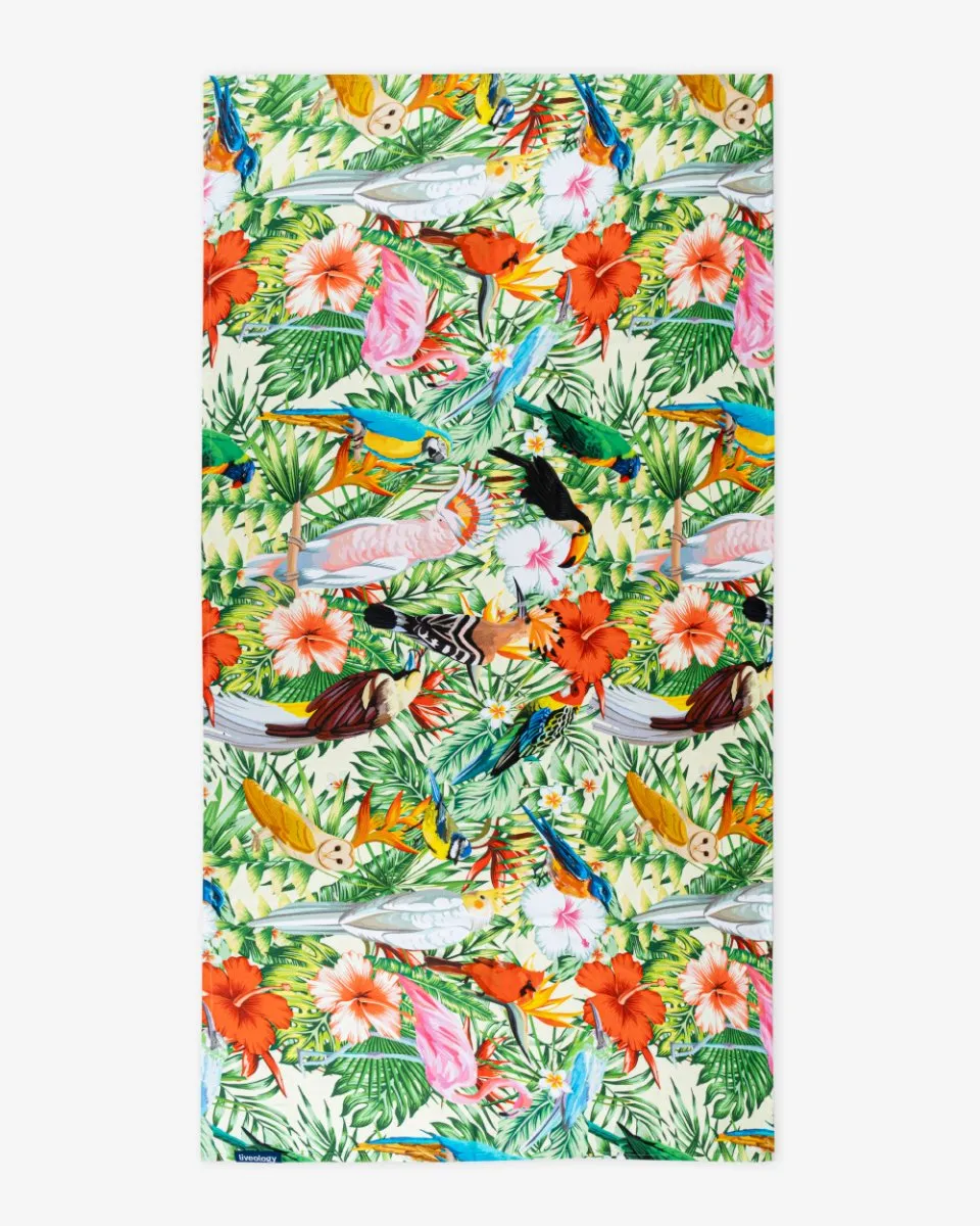 Bamboo & Cotton Blend Printed Beach Towel | Birds of Paradise