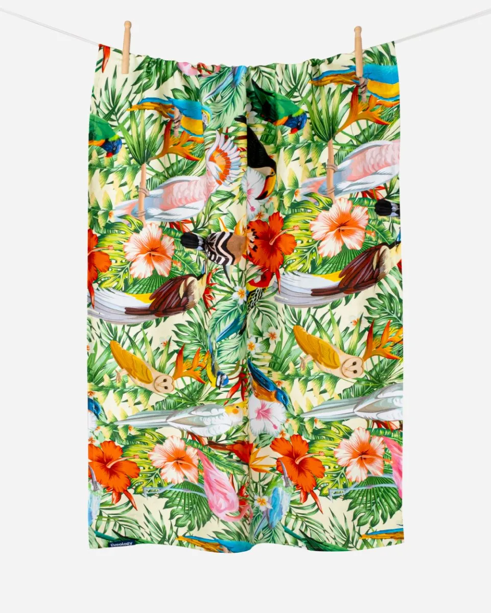 Bamboo & Cotton Blend Printed Beach Towel | Birds of Paradise