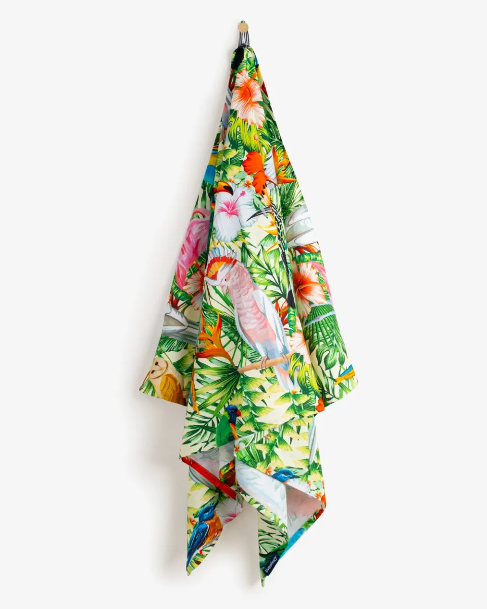 Bamboo & Cotton Blend Printed Beach Towel | Birds of Paradise