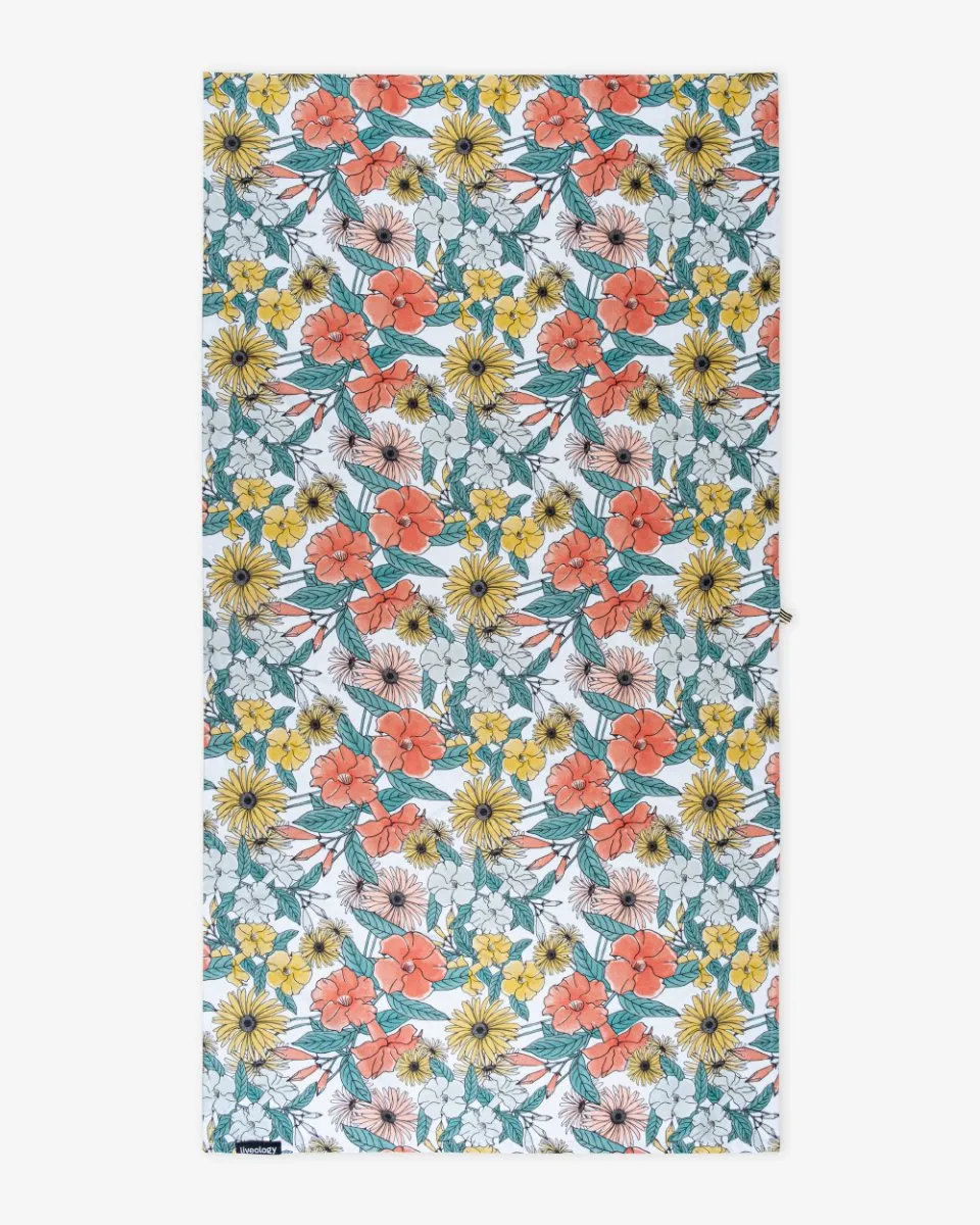 Bamboo & Cotton Blend Printed Beach Towel | Flora