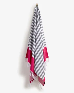 Bamboo & cotton Blend Woven Everyday Towels in Fuschia | Tula Stripe