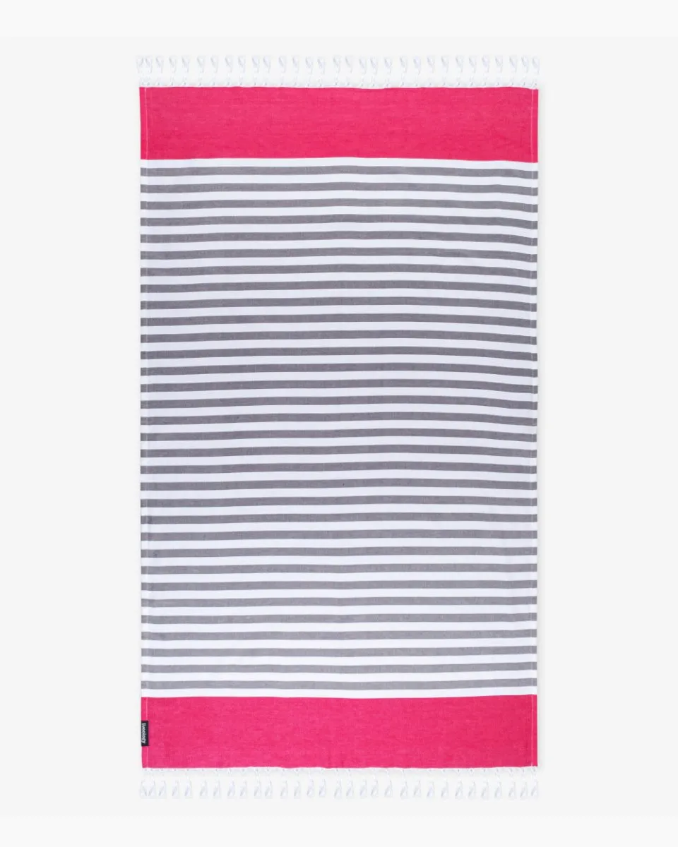 Bamboo & cotton Blend Woven Everyday Towels in Fuschia | Tula Stripe